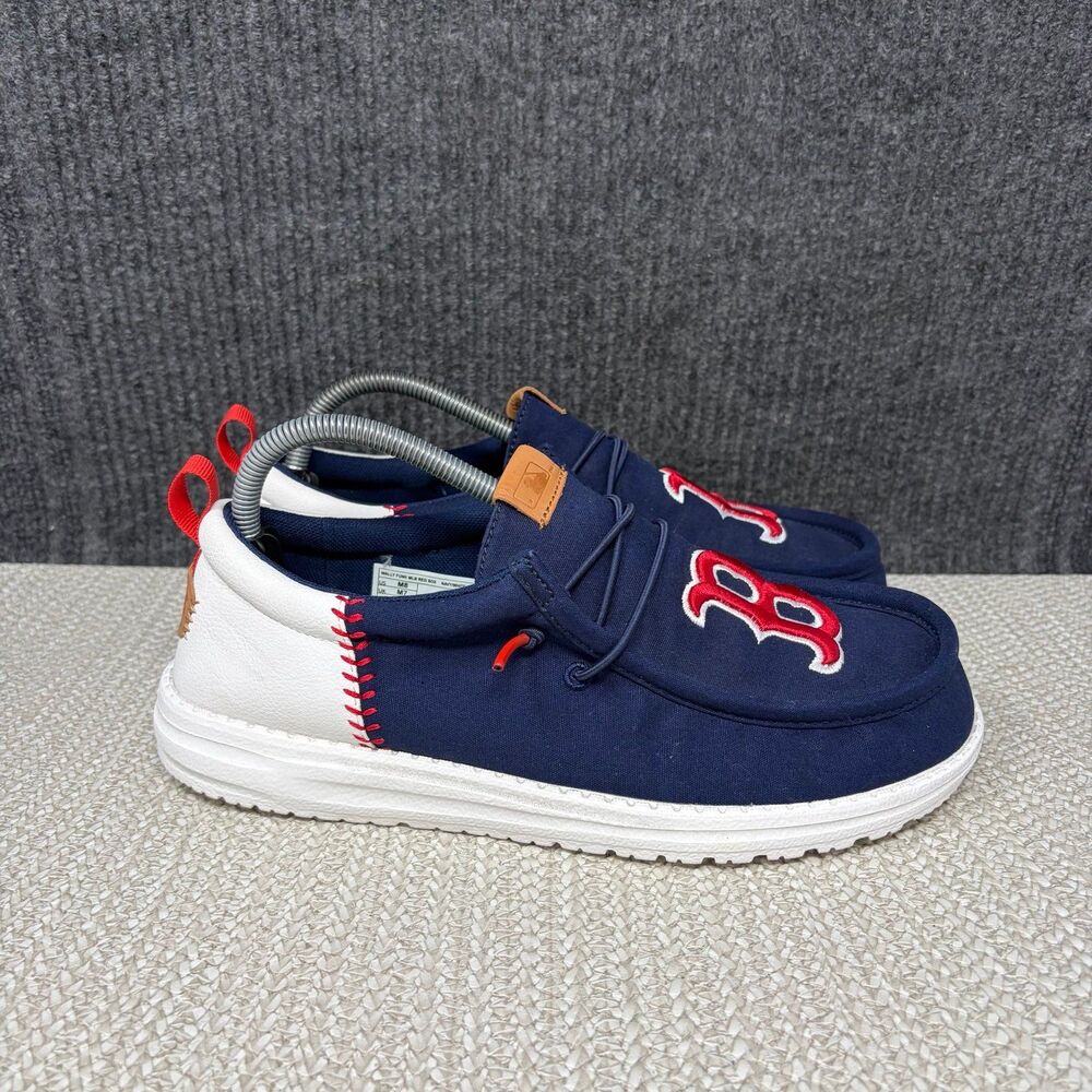 Hey Dude Wally Funk MLB Boston Red Sox Slip On Shoes Navy Blue White Mens 8 US